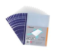 Rexel Nyrex Pocket Reinforced Blue Strip Top-opening A4 Clear Ref 12233 Pack of 25 022462