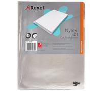 Rexel Nyrex Premium A4 Document Folder, Clear Embossed, 100Mic, Cut Flush, L-Folder, Pack Of 25, 12153