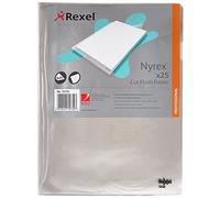 Rexel Nyrex Premium A4 Document Folder, Clear Embossed, 100mic, Cut Flush, L-Folder, Pack of 25, 12153
