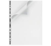 Rexel Nyrex Premium A4 Punched Pocket with Grey Spine, Clear, Top & Left Opening, Pack of 25, 13682,90 Micron