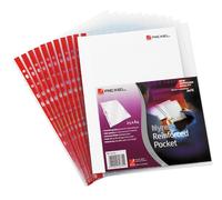 Rexel Nyrex Pocket Reinforced Red Strip [Pack of 25] - 12253
