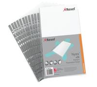 Nyrex Premium Presentation Multi Punched Pocket Polypropylene A4 90 Micron Top Opening Grey Spine Glass Clear (Pack 50) 2001018