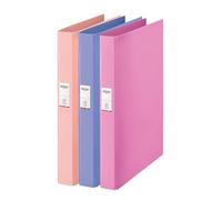 Rexel Solea A4 Ring Binder, 25 mm Spine 2 Ring, 190 Sheet Capacity, File Folder for Document Organisation at Home, School or Office, Pack of 3 (Blue, Pink, Peach), 2115731