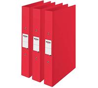 Rexel Pack of 3 Red A4 Ring Binders, 42mm Spine, Holds 190 Sheets | Strong Polypropylene Filing Folders, Perfect for Organising Your Paperwork, Well Suited For Home, Office and School Use