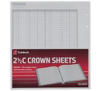 Rexel Twinlock Crown 2.5C Refill Sheets 75833 Double Cash Ledger 23.2 x 25.6 cm White 100 Sheets