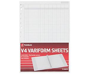 Rexel Twinlock Variform V4 Refill Sheets 75933 7 Columns Cash 21 x 29.7 cm White 75 Sheets