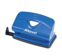 Rexel Value 210 2 Hole Punch, 10 Sheet Capacity, Adjustable Guide Bar, Metal, Blue, 2100758