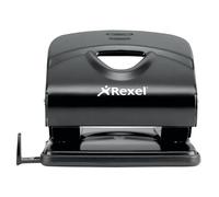 ACCO Rexel 2-Hole Punch Value 220 - 20-Sheet, Adjustable Guide, Metal, Black
