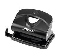 Rexel Value 220 2 Hole Punch, 20 Sheet Capacity, Adjustable Guide Bar, Metal, Black, 2100762