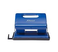 Rexel Value 220 2 Hole Punch, 20 Sheet Capacity, Adjustable Guide Bar, Metal, Blue, 2100762