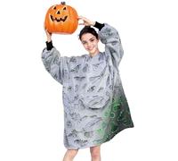 REXEO Halloween Blanket Hoodie Gifts for Women Adults - Wearable Blankets for Women, Halloween Birthday Gifts Decorations, Flannel Hooded Blanket with Larger Pocket for Adults