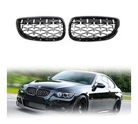 REXGEL Radiator Grilles Front Hood Kidney Grille Diamond Meteor Grill For BMW 3 Series E92 E93 Coupe 2006-2010 Chrome Gloss Black Exterior Accessories (Color : Black silver)