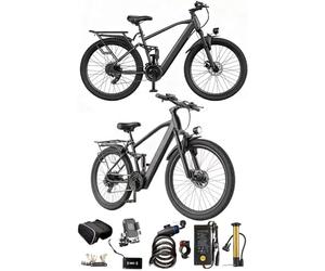 Rexhan 26” Electric Bike, 26 Inch E Hybrid Bike, 36V 15AH Lithium Battery, Powerful Motor, Throttle, Dual Suspension, Dual Disc Brakes, 35-55 KM Range, Headlight, New
