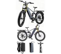 Rexhan 26” Electric Bike, 26 Inch E Hybrid Bike, 48V 20AH Removable Battery, Powerful Motor, Throttle, Dual Suspension, Hydraulic Brakes, 60-80 KM Range, Aluminium Frame, Cruise Control, Headlight