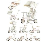 Rexhan 5 in 1 Baby Stroller, Balance Bike, Tri Cycle, Push Bike, Multifunctional Foldable Pram, Reversible Pushchair, All in One Adjustable Stroller, Shock Absorbers, Aluminium Frame, White