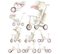Rexhan 5 in 1 Baby Stroller, Balance Bike, Tri Cycle, Push Bike, Multifunctional Foldable Pram, Reversible Pushchair, All in One Adjustable Stroller, Aluminium Frame, Shock Absorbers, White/Pink