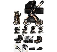 Rexhan Baby Pram, 2 in 1 Foldable Baby Buggy, Reversible Pushchair, All in One Stroller, Newborns, Toddlers, Infants, 0-4 Years, Aluminium Frame, Shock Absorbers, Lightweight