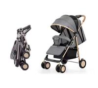 Rexhan Lightweight Folding Baby Pram, Foldable Travel Pushchair, Compact Baby Stroller, Baby Buggy, Birth to 22 KG, Fully Reclining, Basket, Adjustable Back, Smooth Swivel Wheels