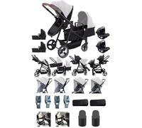 Rexhan Twin 4 in 1 Reversible Travel System, Foldable Double Baby Buggy, Twin Toddler Pram, Pushchair, Tandem All in One Stroller, Lightweight, Portable Baby Carriage, Newborn 0-4 Year, Aluminium