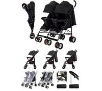 Rexhan Twin Baby Pram, 2 in 1 Foldable Double Baby Buggy, Tandem Pushchair, Twin All in One Stroller, Newborns, Toddlers, Infants, Lightweight, 0-4 Years