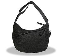rexinwadfu Black Crescent Bag for Women, Women's Crossbody Bag Multi Pockets Leopard Print Half Moon Hobo Sling Halfmoon Shoulder Bags with Adjustable Strap, 34x26.5cm
