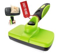 Rexipets Self Cleaning Slicker Brush- for Dogs, Cats & Pets-One Click Cleaning Function-Gentle & Effective Cat, Pet & Dog Hair Remover-Dog Grooming Accessories for Small, Medium & Large Dogs