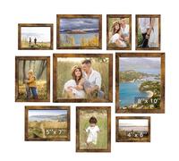 Rexllon Gallery Wall Frame Set, Picture Frames Collage Wall Decor 10 Pcs, Picture Frame Set for Wall Mounting or Tabletop Display, Multi Sizes Including 8x10, 5x7, 4x6 Family Photo Frames,Rustic Brown