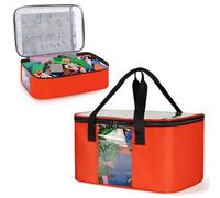 Rexmica 2 Pcs Large Toy Travel Bags for Building Bricks, Toy Storage Organiser Bag for Building Blocks, Magnetic Blocks, Toy Cars, Dolls, Crafts, Board Game Storage with Visible Top, Orange