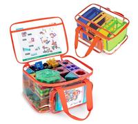 Rexmica 4pcs Toy Storage Organiser Bag for Magnetic Building Blocks, Waterproof PVC Zipper Pouch for Magnet Toy, Clear Travel Bag for Board Game, Magnetic Building Set, Car Toy, Puzzle, Toy Bricks