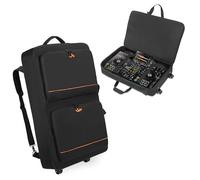 Rexmica DJ Controller Bag Backpack with Wheels and 2 Accessory Pocket | Padded Wheeled DJ Mixer Bag Carrying Case, Compatible with Pioneer XDJ RX2/XDJ RX3/XDJ-RX/DDJ-FLX10/DDJ REV7/DDJ 1000SRT