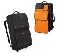Rexmica DJ Controller Bag Backpack with Wheels Compatible with Pioneer XDJ RX2/ XDJ RX3/ XDJ-RX/DDJ-FLX10/ DDJ REV7/ DDJ 1000SRT, Wheeled DJ Carrying Case with 2 Accessory Pocket, Padded DJ Mixer Bag