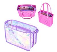 Rexmica Iridescent Beach Bag Organizer Insert Compatible with BOGG BAG BABY Small, Waterproof Organizer Liner Fit for BOGG BAG BABY Small, Insert Divider Pouch 12.4 x 4.3 x 10.2 Inches, Purple