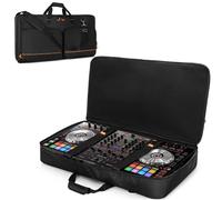 Rexmica Padded Carrying Bag - Compatible with Pioneer DDJ RX/SX/SX2/SX3, Denon MC7000, Numark NS6 - DJ Controller Storage Bag with 2 Pocket for DJ Cable or Other Accessories (L, Black)