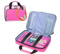 Rexmica Small DJ Mixer Storage Bag Compatible with VTech Kidi Star DJ Mixer, Kidi DJ Mix, Padded Carrying Case with Accessory Pockets for Cable, User Guide, Batteries or Other Accessories, Rose Red