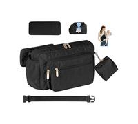 Rexmore Puffer Quilted Fanny Pack Diaper Bag for Mom - Women‘s Compact Crossbody Purse with Portable Changing Pad & Wipes Pouch, Travel & Quick Errand Baby Essentials Organizer, Black, 11 x 3.15 x