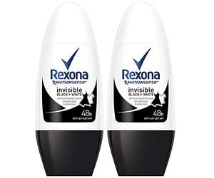 Rexona Women's Deodorant Roll-On Invisible Black + White Freshness, Light Fragrance, 50 ml - Pack of 2