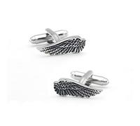 REXOUS 1 Pair Men Angel Wings Cufflinks Brass Material Vintage Feather Design Cuff Links-Default