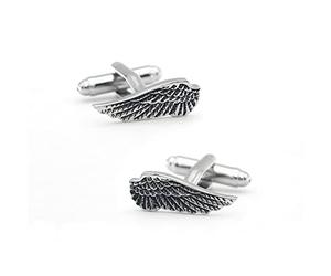 REXOUS 1 Pair Men Angel Wings Cufflinks Brass Material Vintage Feather Design Cuff Links-Default