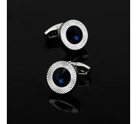 REXOUS 1 Pair Men Business Cufflinks Blue Austria Crystal Opal Cufflinks Men Wedding Shirt Accessories-Default
