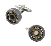 REXOUS 1 Pair Pair Of Gold Bearing Pulley Design Engineer Cufflinks Men French Shirt Cuff Cufflinks-Default