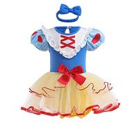 REXREII Baby Girls Halloween Costumes Christmas Party Outfits Snow White Princess Birthday Party Romper Tutu Dress w/Headband 3-6M