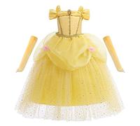 REXREII Belle Princess Beauty and the Beast Carnival Costume Girls Halloween Christmas Party Birthday Ball Gown w/Arm Sleeves 2T