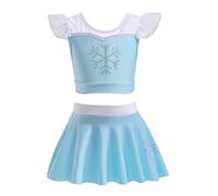 REXREII Girls Frozen Elsa Princess Swimsuits Two-Piece Tankini Set Beach Surf Birthday Swimming Party Bathing Suits Fancy Swimwear 7-8T