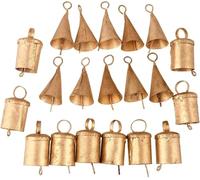 REXRYZ Christmas Bellss Decoration Set, 20 Vintage Metal Bells, Jingle Witch Cow Bells, Rustic Farmhouse Style, Antique Gold Jingle Bell Cow Bell Christmas Tree Crafts