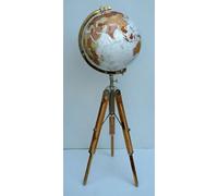 REXRYZ Floor Globe With Wooden Tripod Stand 15" Big Modern Map Atlas Globe Decor