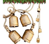REXRYZ Shabby Chic Bells Rustic Hanging Jingle Christmas Tree Decor - Large Handmade Lucky Cow Bells Vintage Rustic Metal Tranquil Wind Chimes Solid Decorative Wall Hanging décor Home Decor Gifts