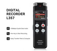 Rexsun 128GB Portable Digital Voice Recorder with LCD Screen, Intelligent Noise Reduction, ABS Aluminum Alloy in Gray, L357