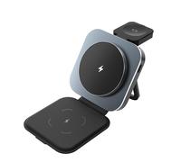 Rexsun 3 in 1 Foldable Magnetic Wireless Charger for MagSafe, Travel Fast Charging Station Stand for iPhone 16/15/14/13/12 Series, AirPods Pro/4/3/2 & Apple Watch, T11, Black