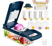 REXTEK 12 in 1 Vegetable Cutter Chopper Mandolines Slicer All Types of Vegi's Mandoline Cuber Cutter Onion Dicer, Veggie Slicer (Navy Blue, Standard)