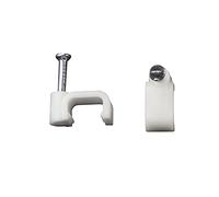 REXUS Square Cable Clips, 8mm White, 50pcs/Pack, Steel Nail, Cable Management Wall Holder, Fit For Ethernet/Coaxial/Telephone Wire